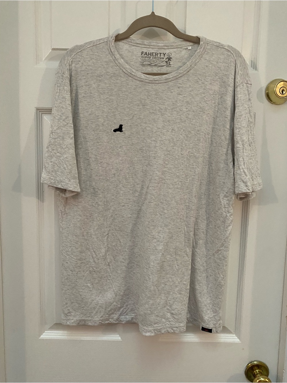 Faherty Light Heather Gray Short-Sleeve Cloud Cotton Crew Neck Tee - Large